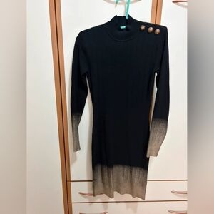 Gaudi' Black and Cream Long Sleeve Dress